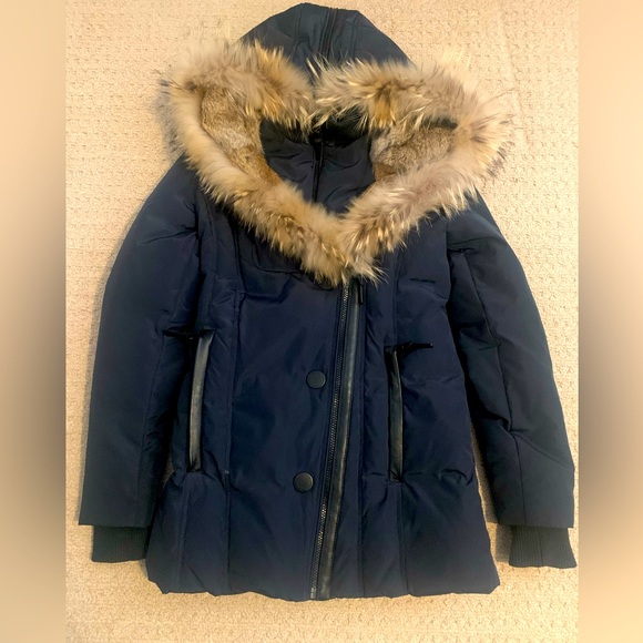 Rudsak Atelier Noir Navy down filled Jacket with Fur hood size XS - Picture 1 of 7
